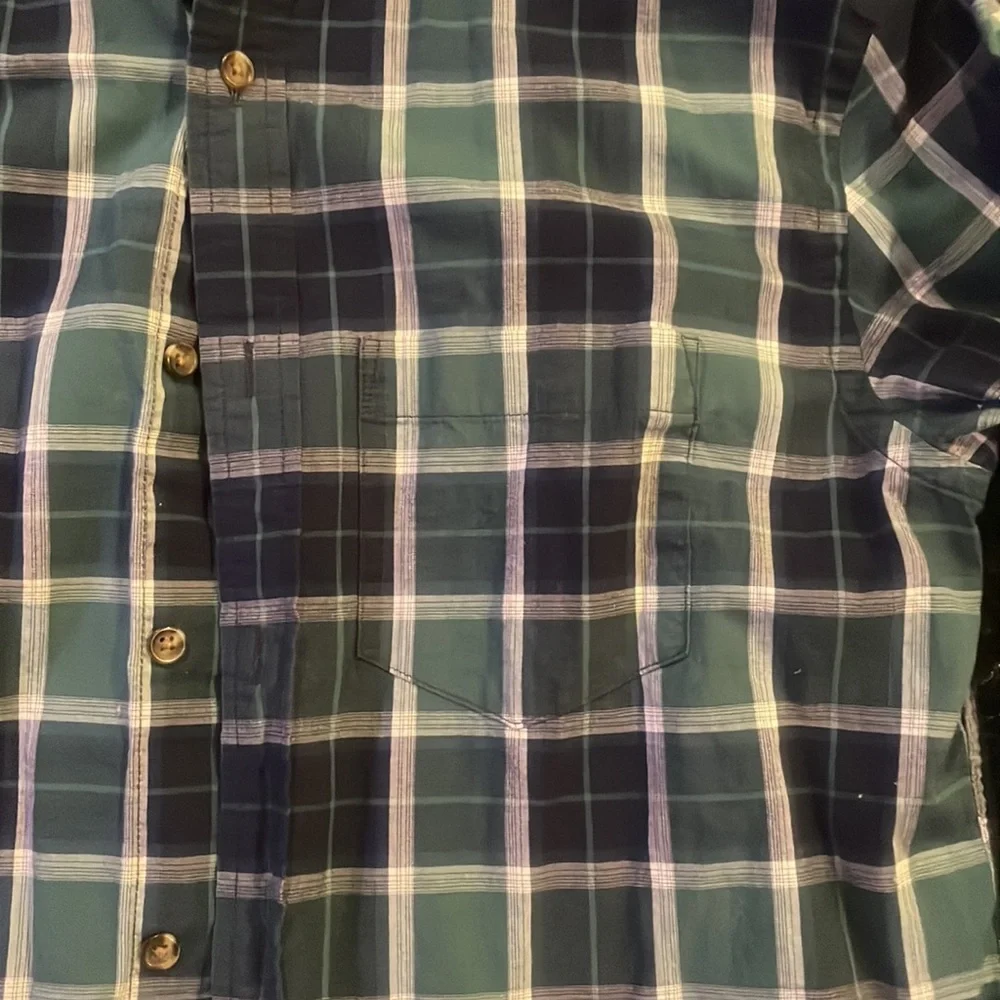 Old navy men’s medium green and dark blue button up - Picture 2 of 3